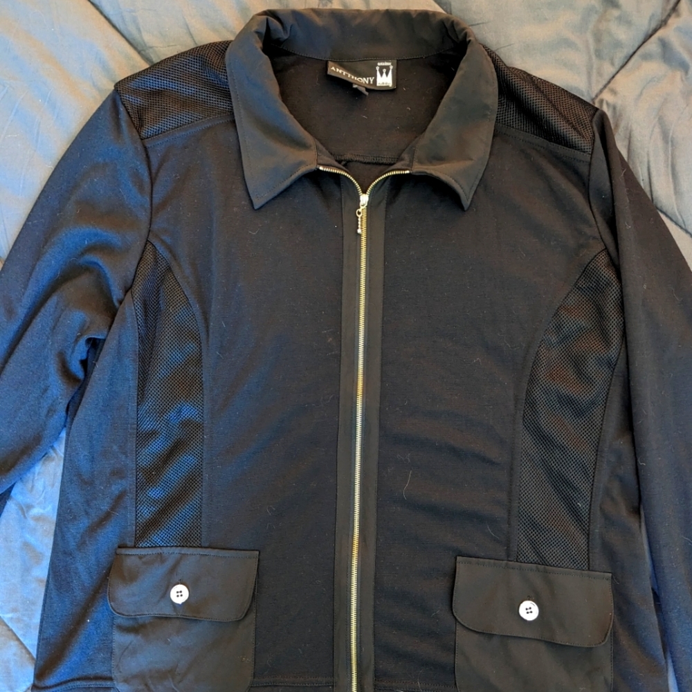 Mens Antthony Black Jacket with Gold Zipper NWOT  XL